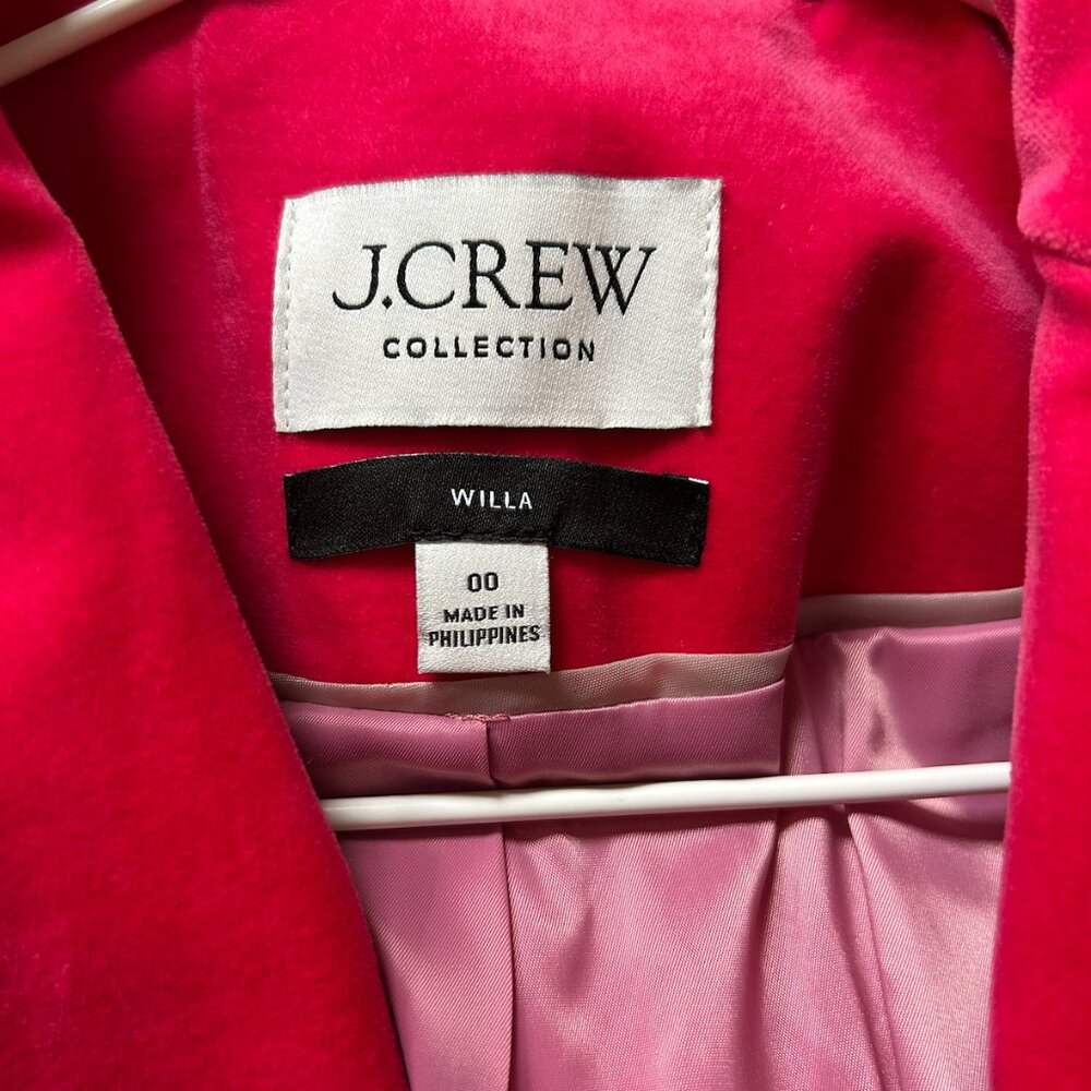 J. Crew Collection Willa blazer in tipped stretch velvet Dragonfruit size 00 - Picture 6 of 9